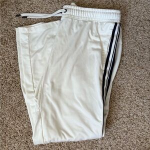 White Track Pants with Black Stripes